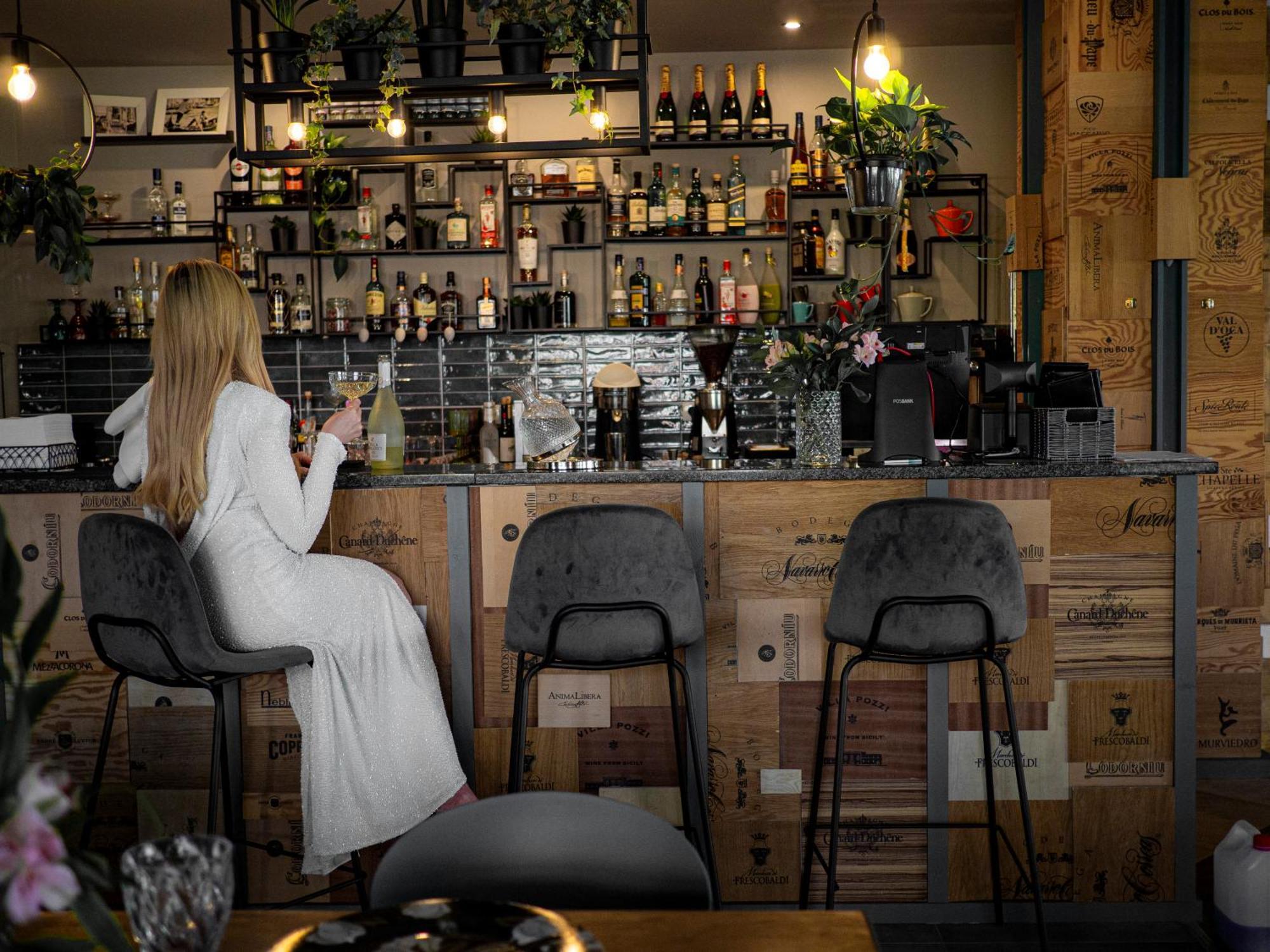 Willa Port Art&Business Ostróda Exterior foto A woman sitting at a bar